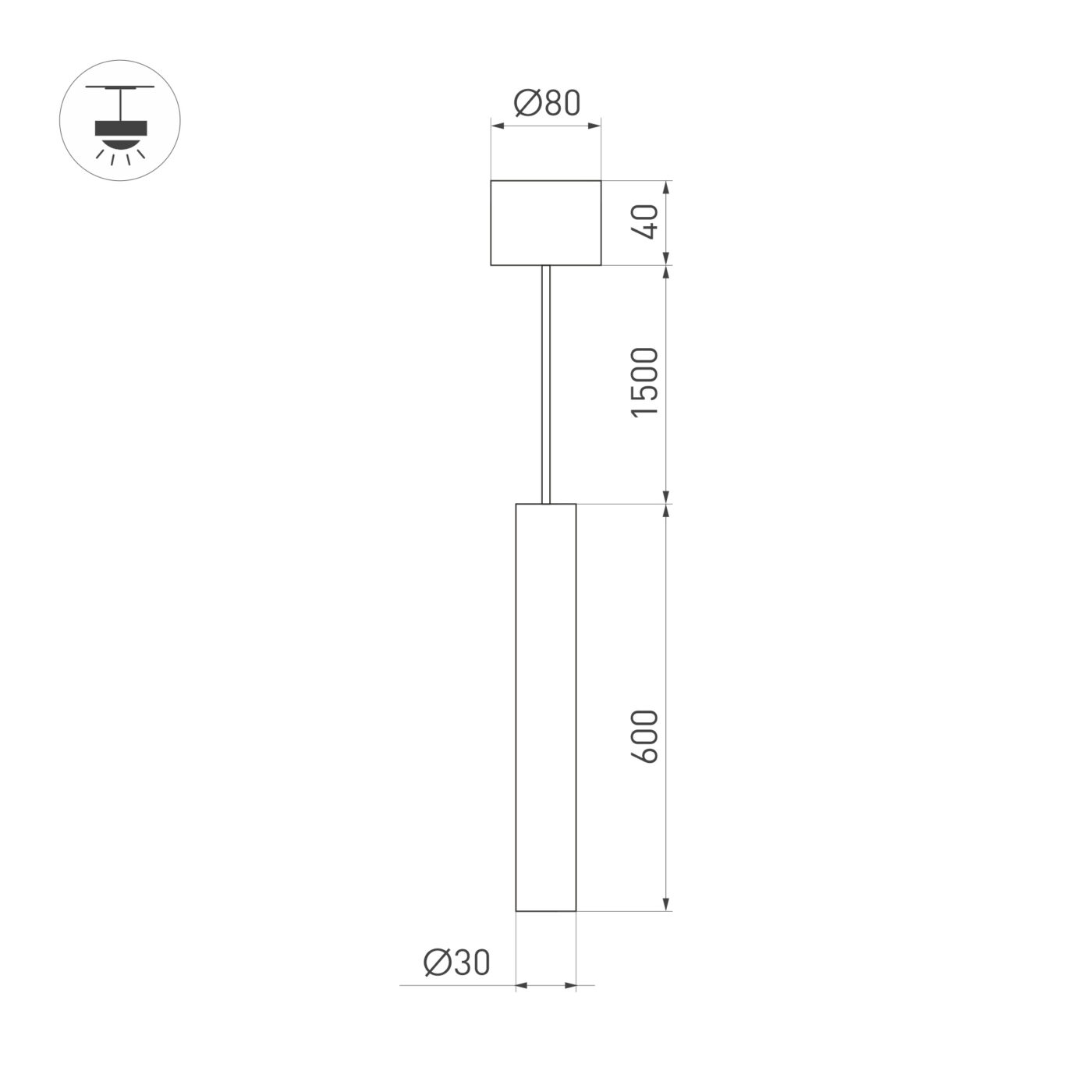 Светильник SP-PIPE-HANG-L600-R30-9W Day4000