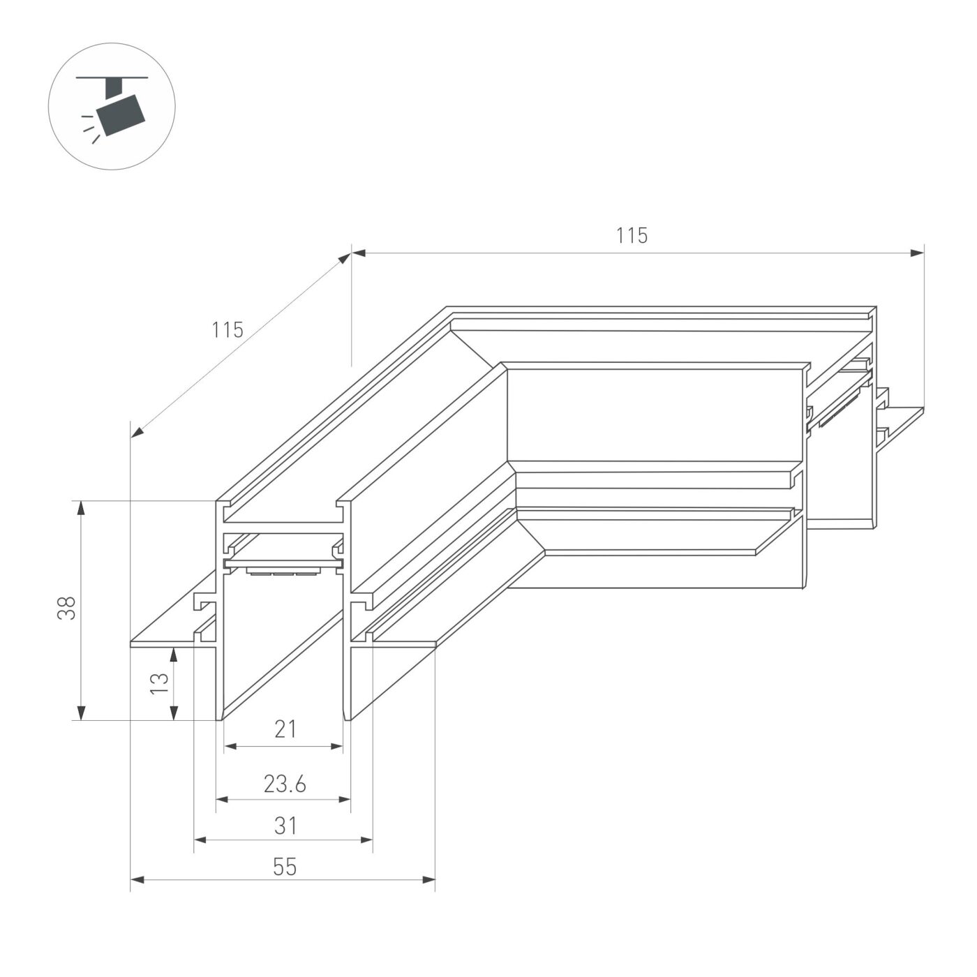 Коннектор угловой MAG-CON-2538-FDW-L90