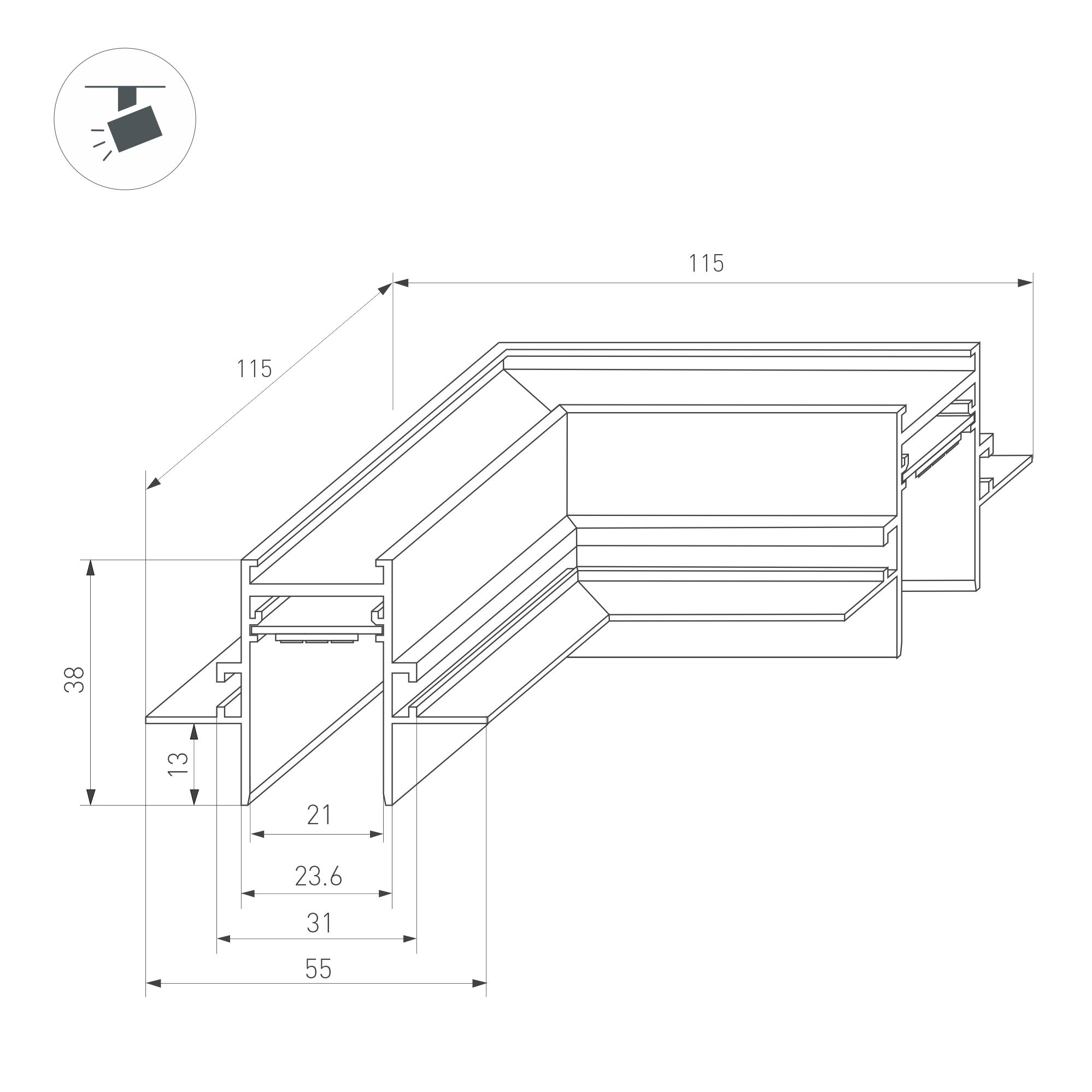 Коннектор угловой MAG-CON-2538-FDW-L90