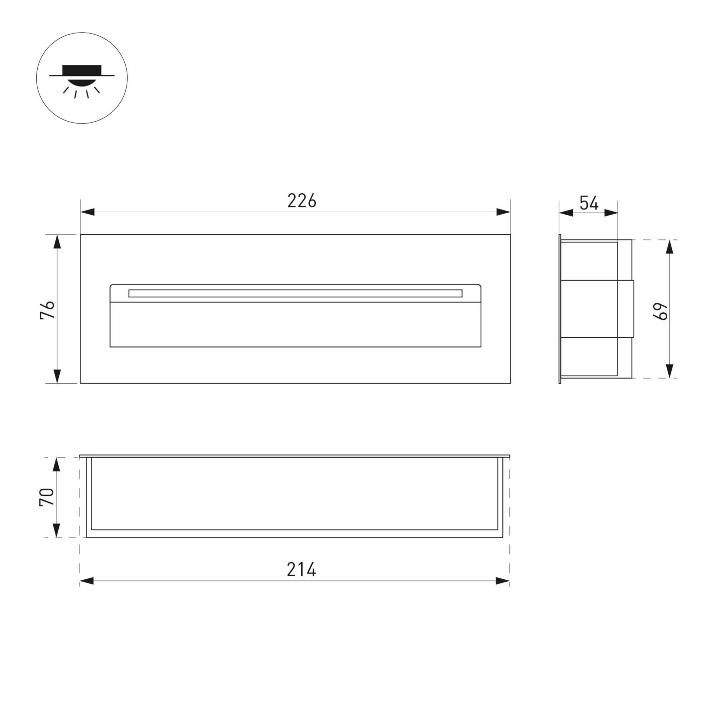 Светильник LTD-TRAIL-S226x76-8W Warm3000