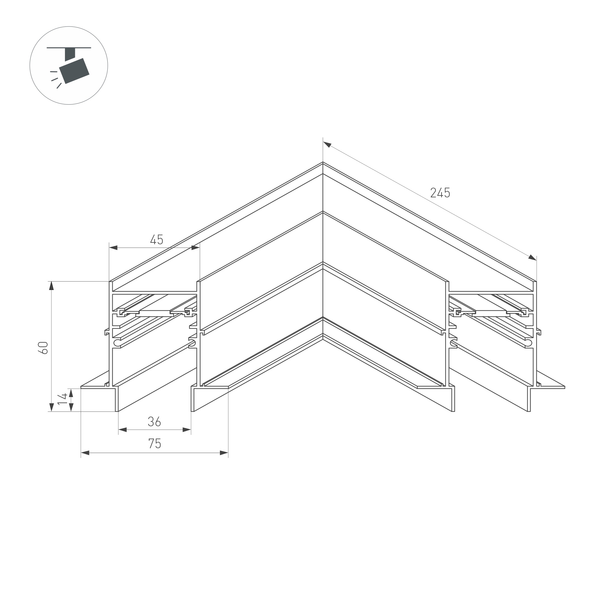 Коннектор угловой MAG-CON-4560-FDW-L90