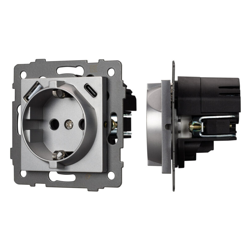 Механизм розетки с USB зарядкой SCT-MUAC-PL-GR-V