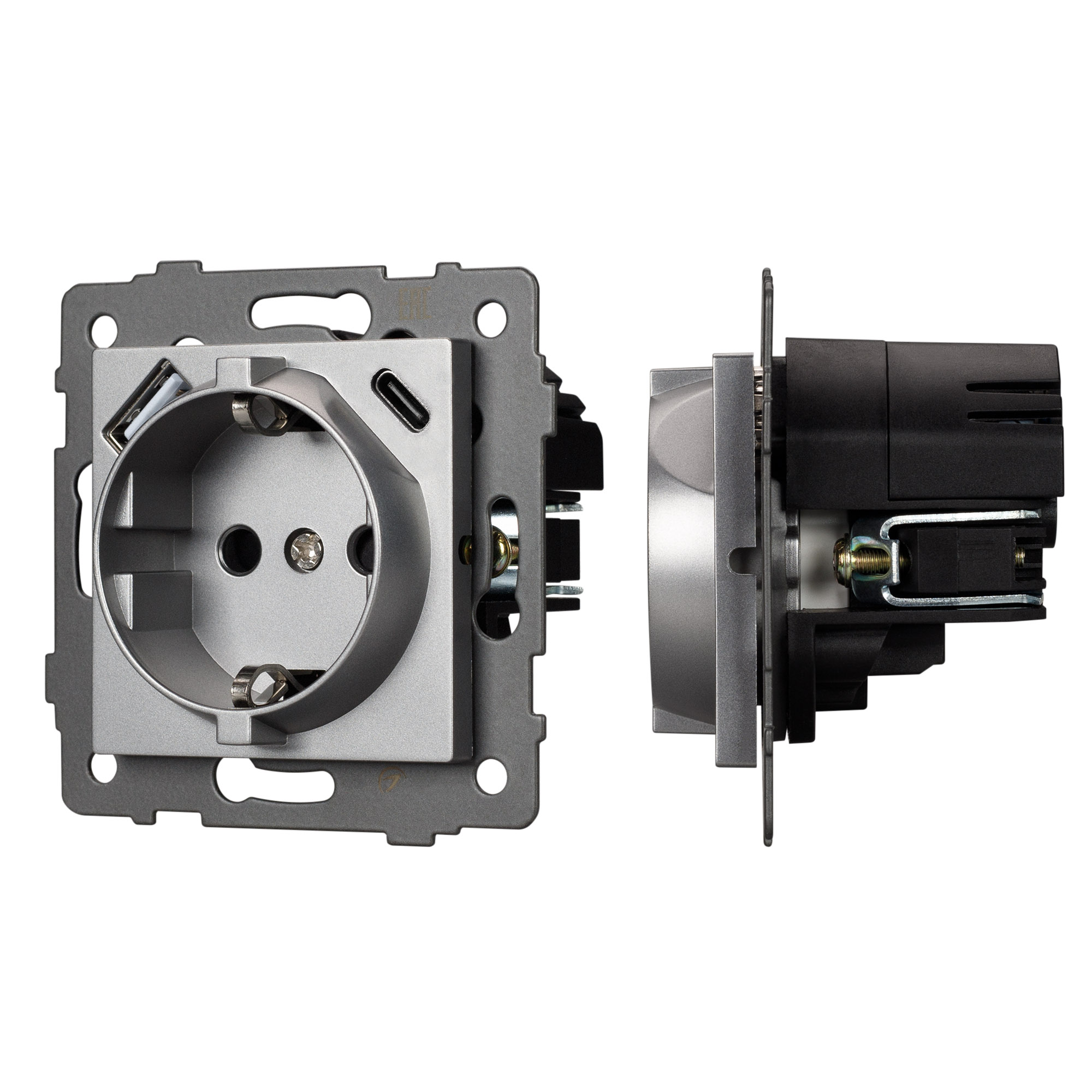 Механизм розетки с USB зарядкой SCT-MUAC-PL-GR-V