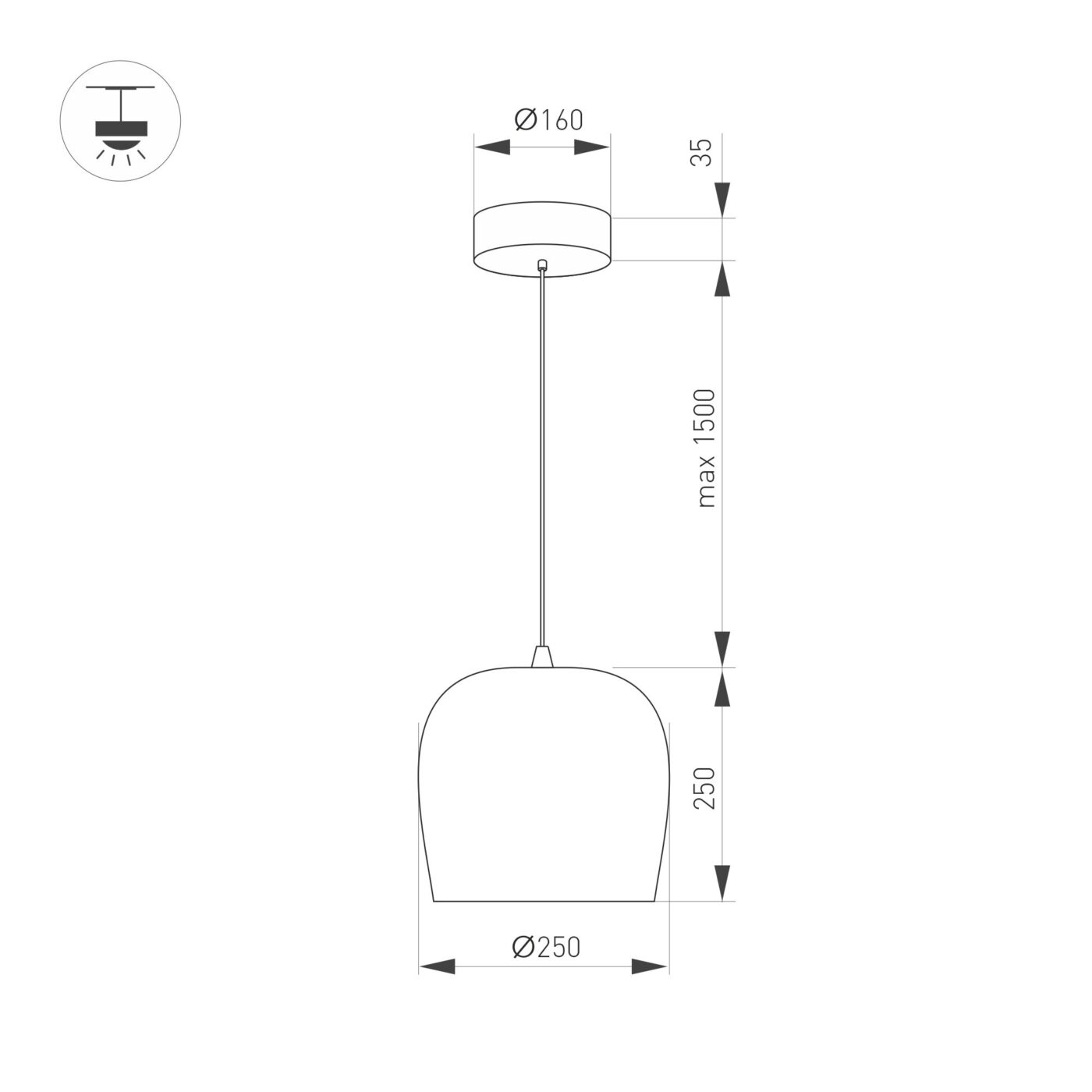 Светильник SP-PEONY-HANG-R250-15W Day4000