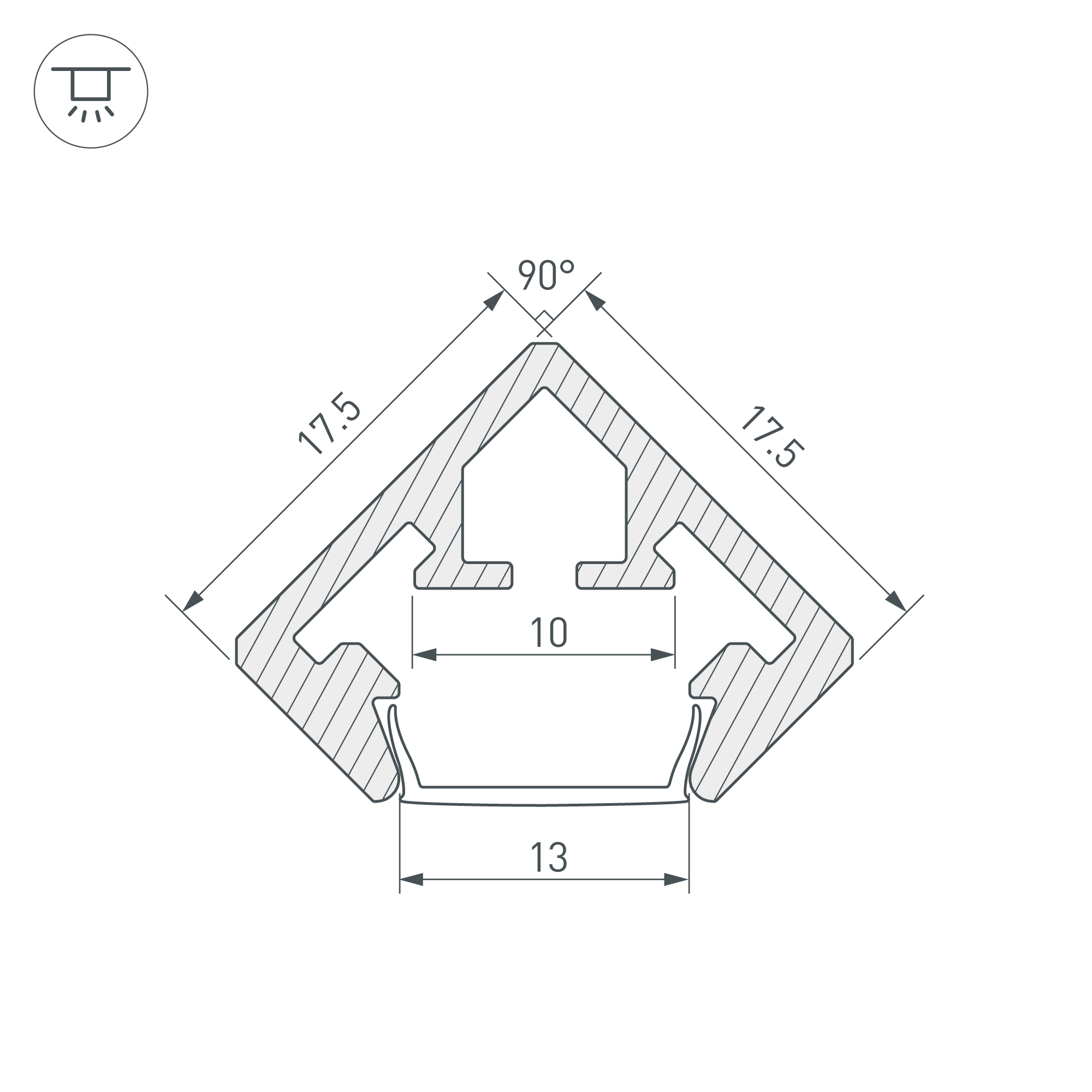 Профиль PDS45-KUB-2000 ANOD