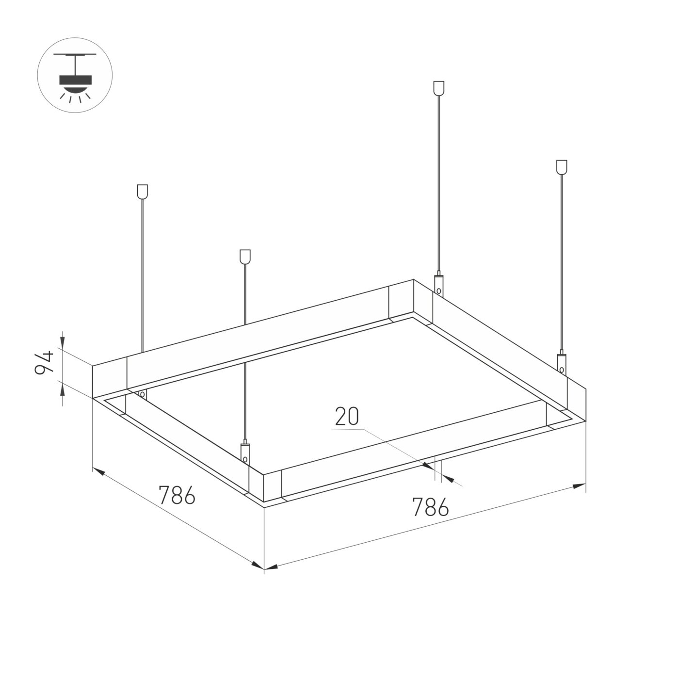Светильник ALT-LINEAIR-QUADRAT-FLAT-UPDOWN-DIM-785-110W Day4000
