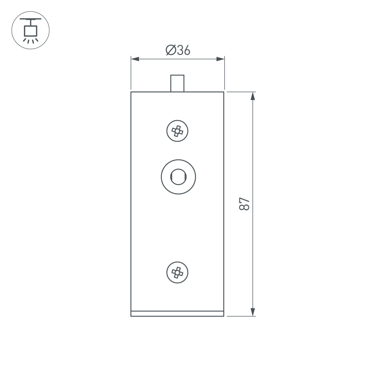 Заглушка ROUND-D36-360 BLACK с отверстием