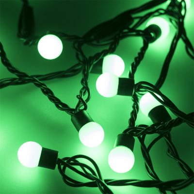 Светодиодная гирлянда ARD-BALL-CLASSIC-D17.5trash0000-BLACKtrash00LED GREEN (230V, 7W) (Ardecoled, IP65)
