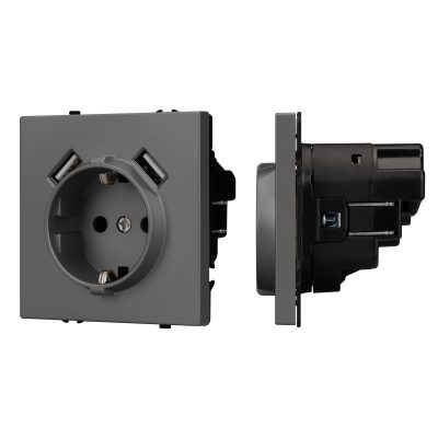 Механизм розетки с USB зарядкой SCT-NOBE-MUAA-SFPL-GR