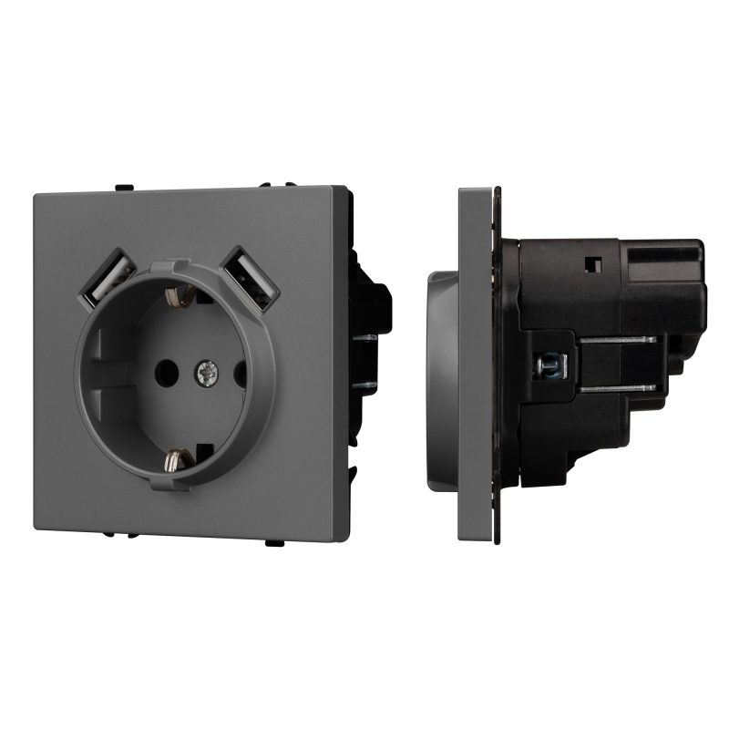 Механизм розетки с USB зарядкой SCT-NOBE-MUAA-SFPL-GR