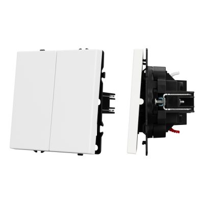 Механизм выключателя двухклавишный проходной SWT-NOBE-MKP2-SFPL-WH