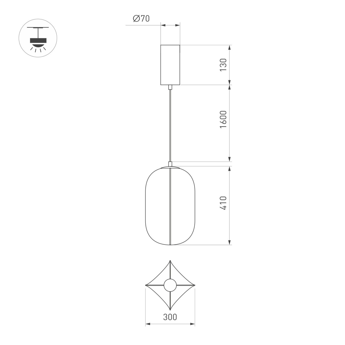 Светильник SP-SETA-HANG-L410х300-7W Warm2700