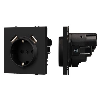 Механизм розетки с USB зарядкой SCT-NOBE-MUAA-SFPL-BK