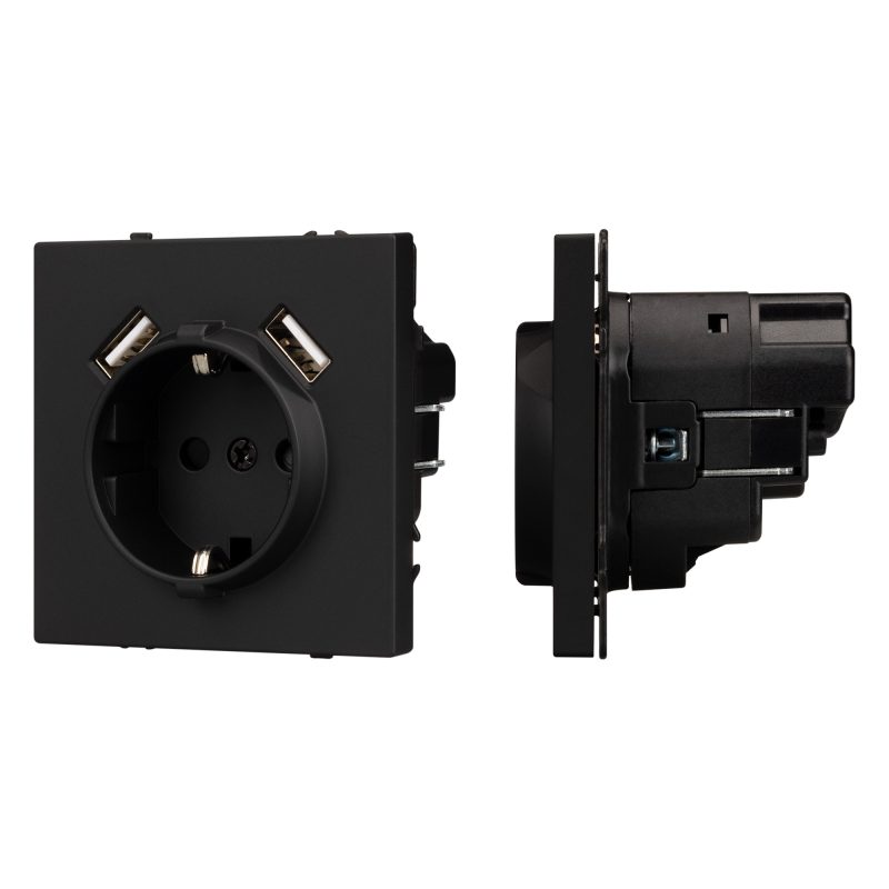 Механизм розетки с USB зарядкой SCT-NOBE-MUAA-SFPL-BK