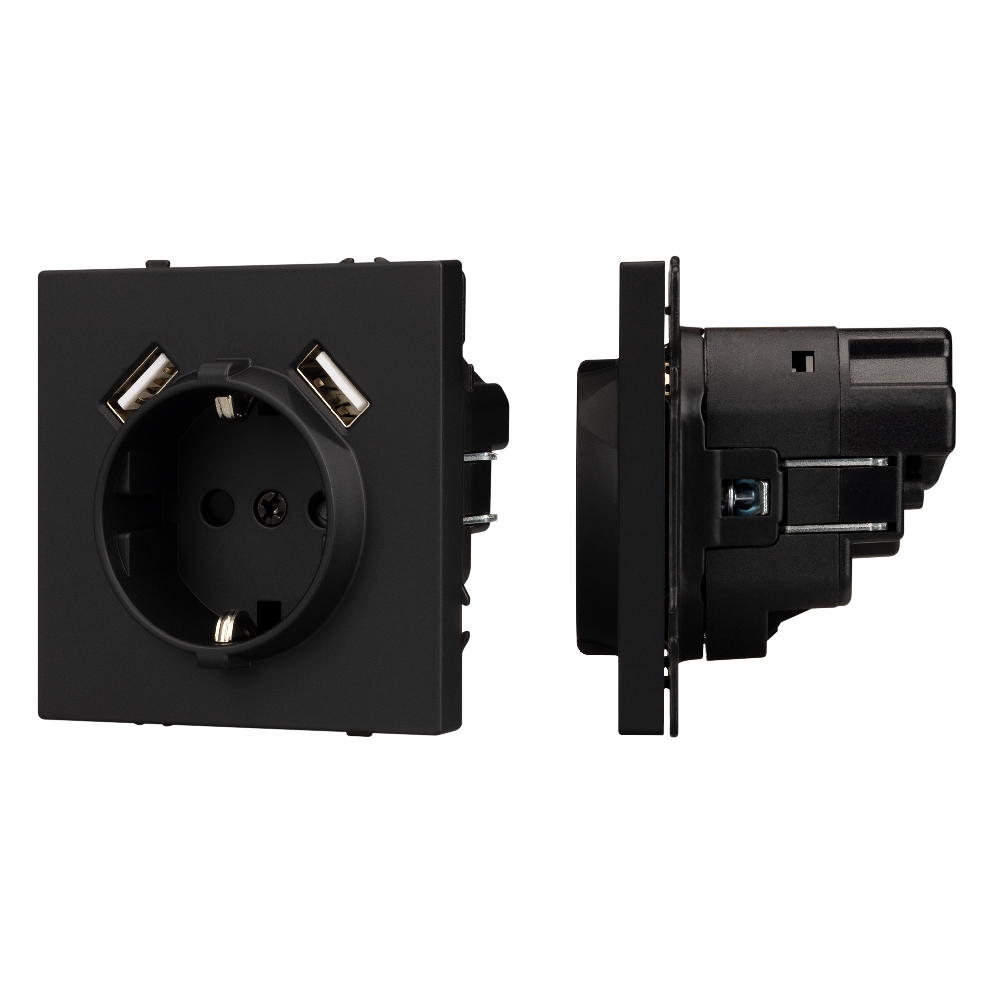 Механизм розетки с USB зарядкой SCT-NOBE-MUAA-SFPL-BK
