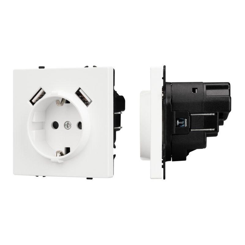 Механизм розетки с USB зарядкой SCT-NOBE-MUAA-SFPL-WH