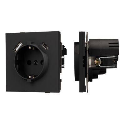 Механизм розетки с USB зарядкой SCT-TENDO-MUAC-SFPL-BK