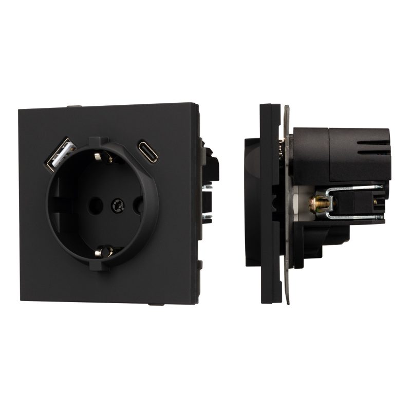 Механизм розетки с USB зарядкой SCT-TENDO-MUAC-SFPL-BK