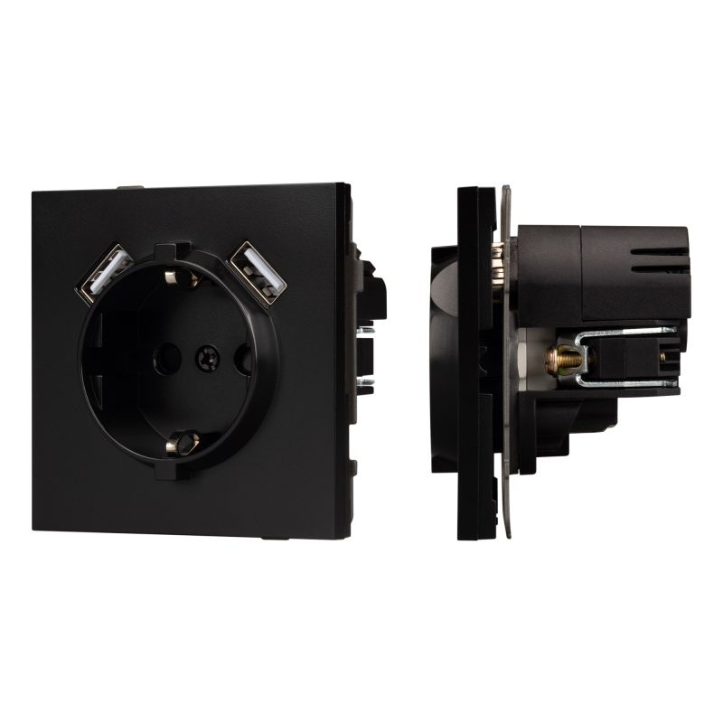 Механизм розетки с USB зарядкой SCT-TENDO-MUAA-PL-BK