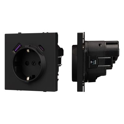 Механизм розетки с USB зарядкой SCT-NOBE-MUAC-SFPL-BK