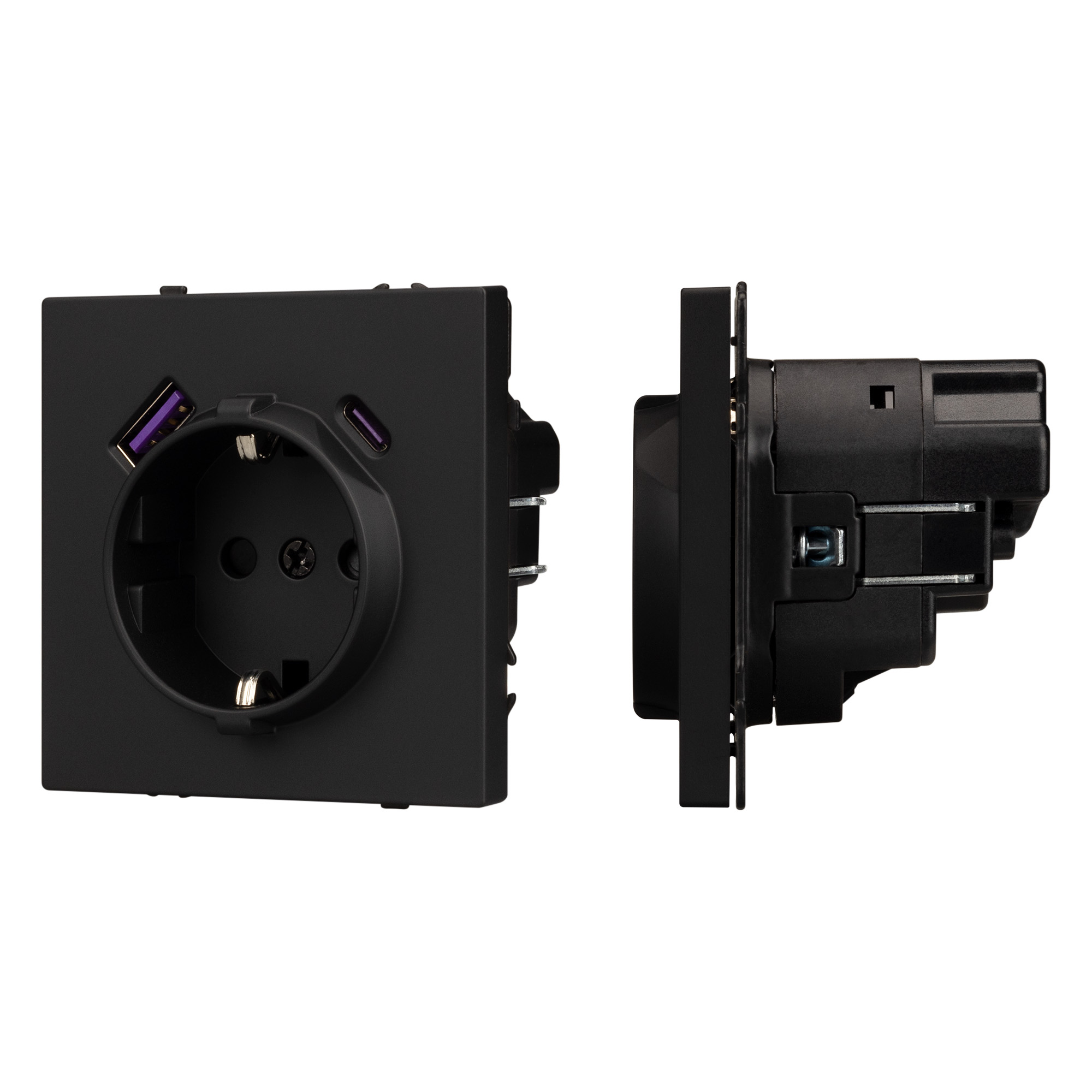 Механизм розетки с USB зарядкой SCT-NOBE-MUAC-SFPL-BK