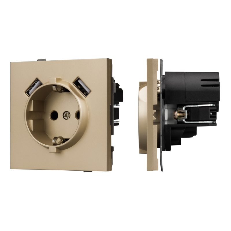 Механизм розетки с USB зарядкой SCT-TENDO-MUAA-SFPL-GD