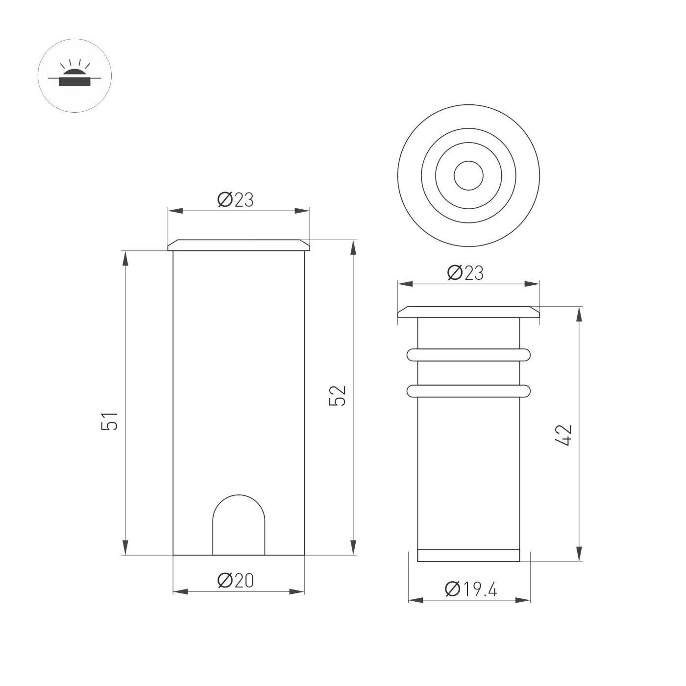 Светильник ART-PELURU-GROUND-R23-1W Warm2700
