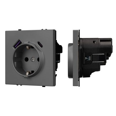 Механизм розетки с USB зарядкой SCT-NOBE-MUAC-SFPL-GR