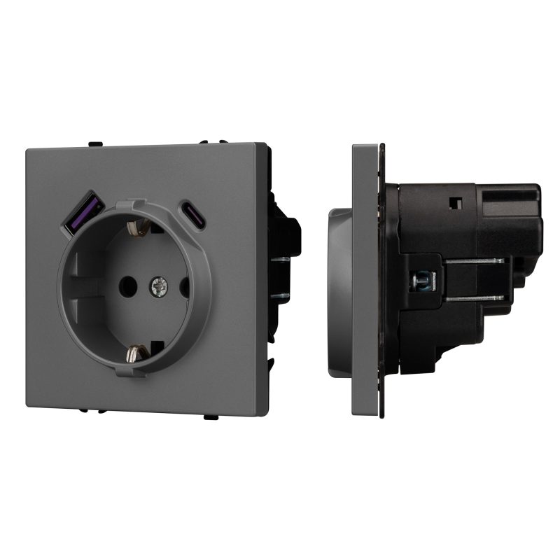 Механизм розетки с USB зарядкой SCT-NOBE-MUAC-SFPL-GR