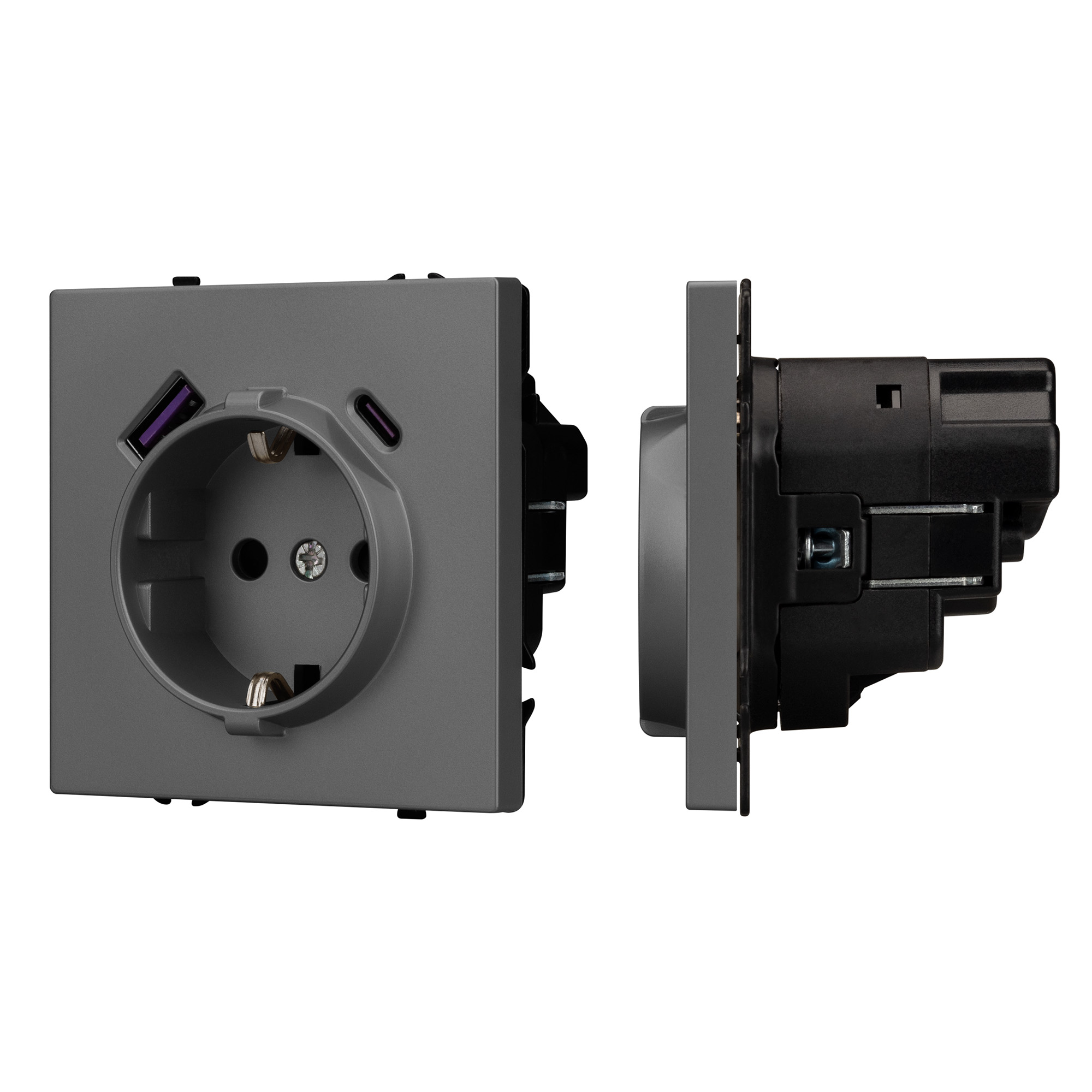 Механизм розетки с USB зарядкой SCT-NOBE-MUAC-SFPL-GR