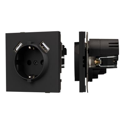 Механизм розетки с USB зарядкой SCT-TENDO-MUAA-SFPL-BK