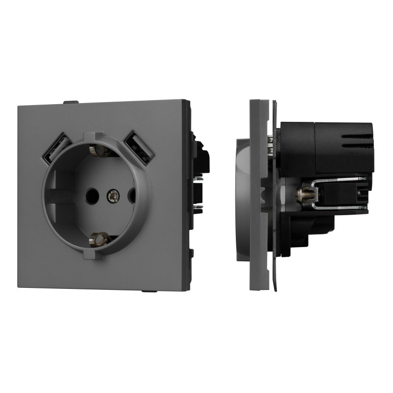 Механизм розетки с USB зарядкой SCT-TENDO-MUAA-SFPL-GR