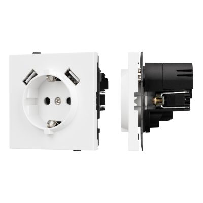 Механизм розетки с USB зарядкой SCT-TENDO-MUAA-PL-WH