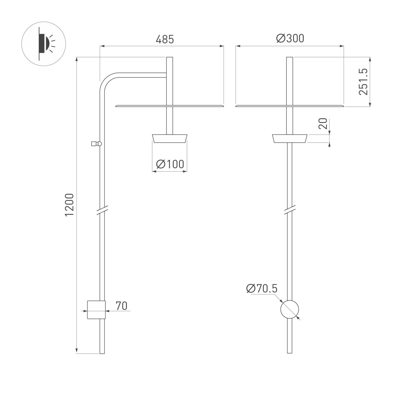 Светильник SP-CAMPANA-WALL-L1200-9W Warm3000