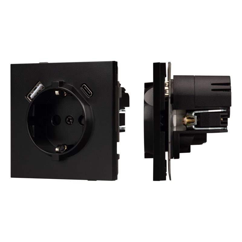 Механизм розетки с USB зарядкой SCT-TENDO-MUAC-PL-BK