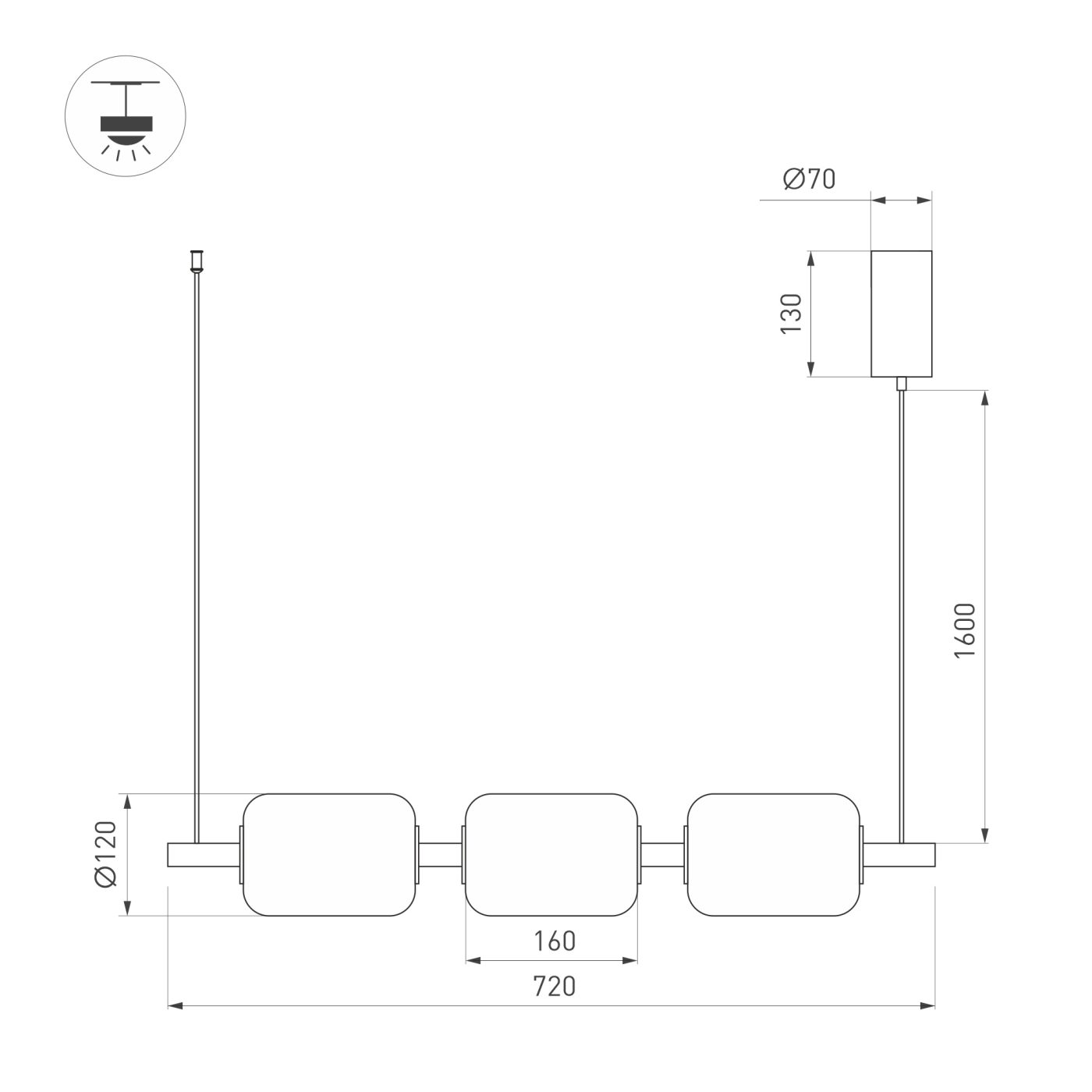 Светильник SP-CARAMELA-HANG-L720-12W Warm2700