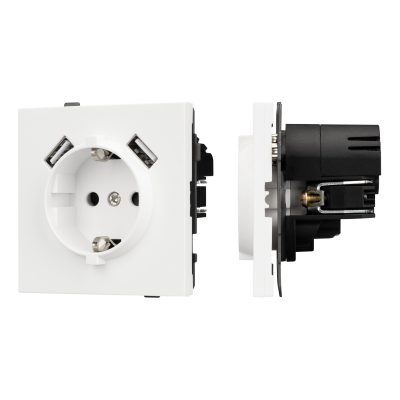 Механизм розетки с USB зарядкой SCT-TENDO-MUAA-SFPL-WH