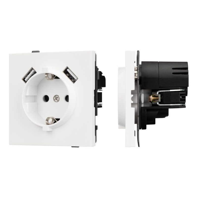 Механизм розетки с USB зарядкой SCT-TENDO-MUAA-SFPL-WH