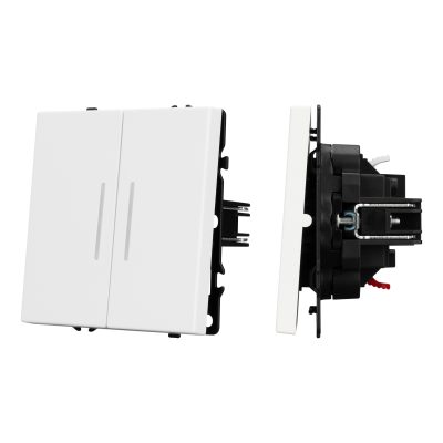 Механизм выключателя двухклавишный непроходной LED SWT-NOBE-MK02-SFPL-L-WH