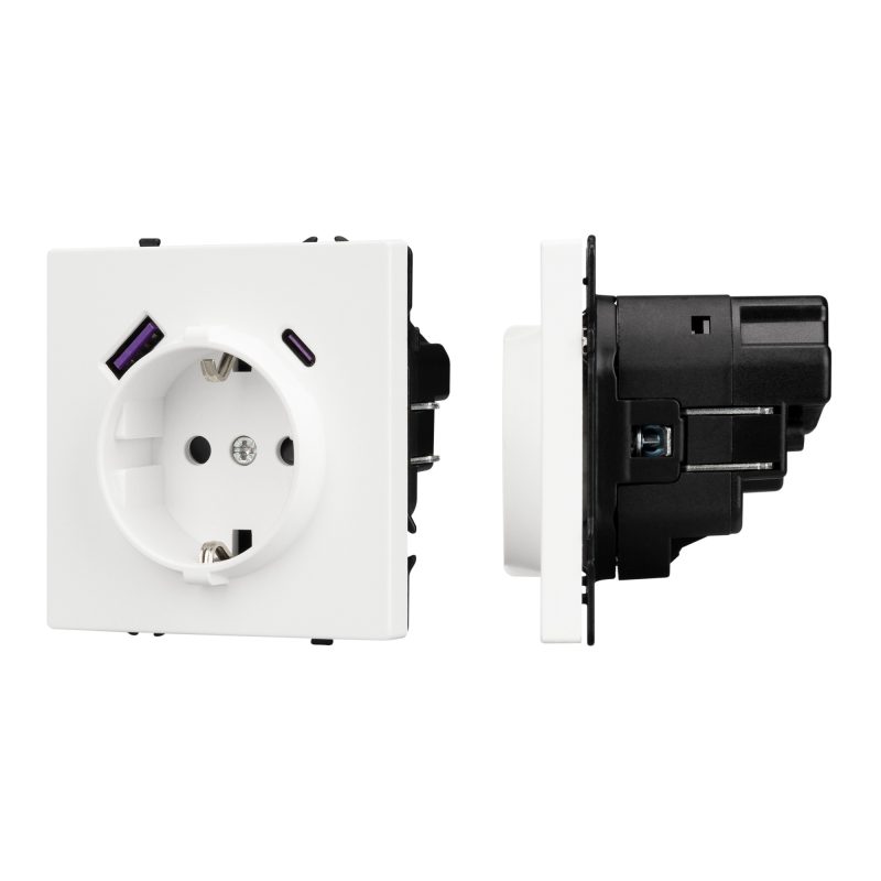 Механизм розетки с USB зарядкой SCT-NOBE-MUAC-SFPL-WH