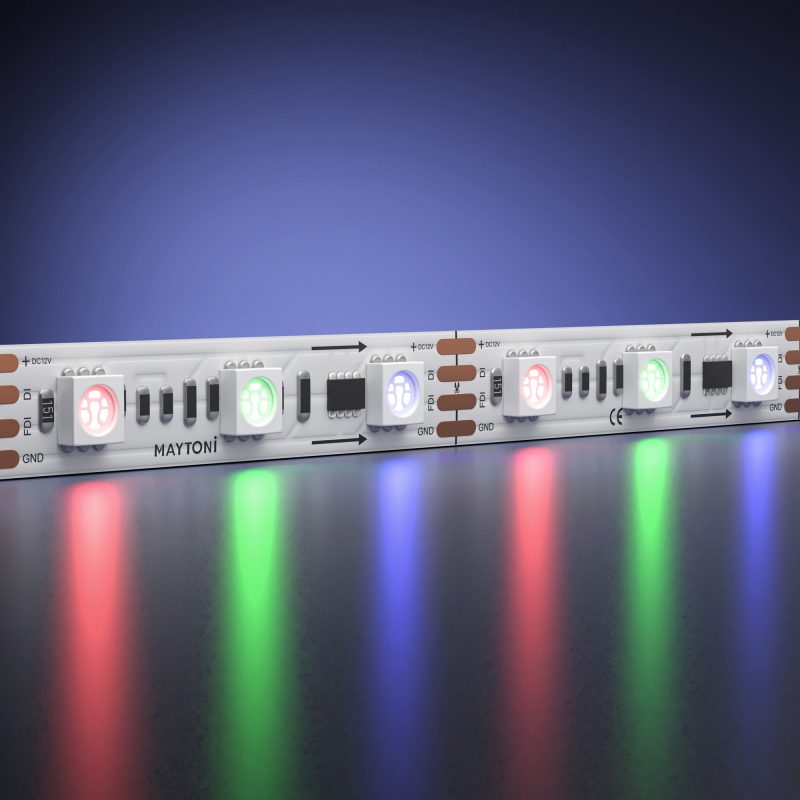 Светодиодная лента 12В 5050 14.4Вт/м 5м IP 20 Адресная (SPI) Цветная (RGB) 201242