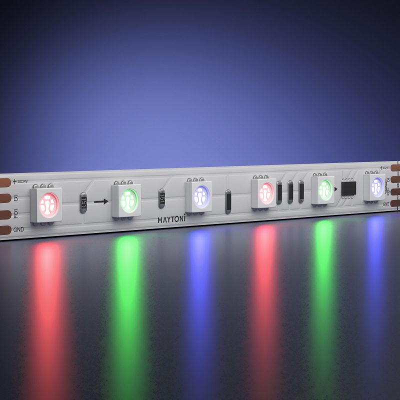 Светодиодная лента 24В 5050 14.4Вт/м 5м IP 20 Адресная (SPI) Цветная (RGB) 201246
