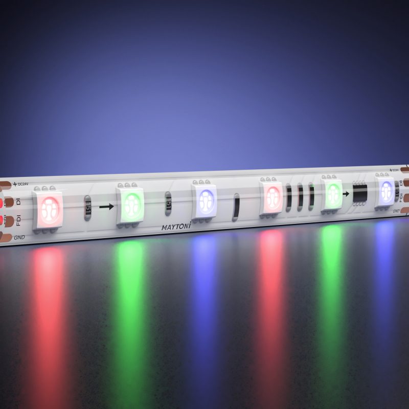 Светодиодная лента 24В 5050 14.4Вт/м 5м IP 65 Адресная (SPI) Цветная (RGB) 201247