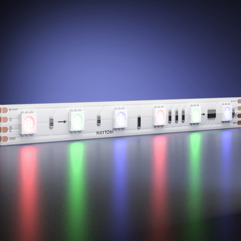 Светодиодная лента 24В 5050 14.4Вт/м 5м IP 67 Адресная (SPI) Цветная (RGB) 201248