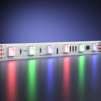 Светодиодная лента 24В 5050 14.4Вт/м 5м IP 68 Адресная (SPI) Цветная (RGB) 201249