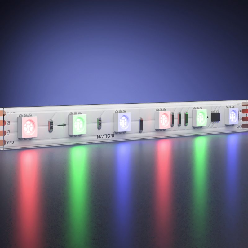 Светодиодная лента 24В 5050 14.4Вт/м 5м IP 68 Адресная (SPI) Цветная (RGB) 201249