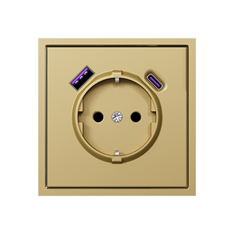 Розетка одинарная с заземлением с USB-портом для зарядки Type A + Type C