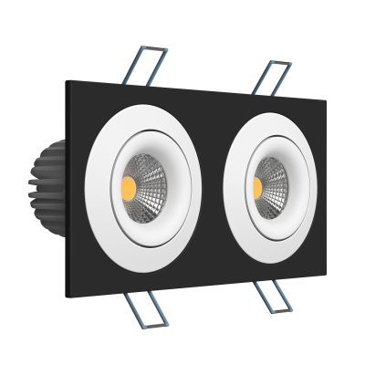 Встраиваемый поворотный светодиодный светильник Ledron LH07SB-R SQ2 Black-White 3000K TRIAC