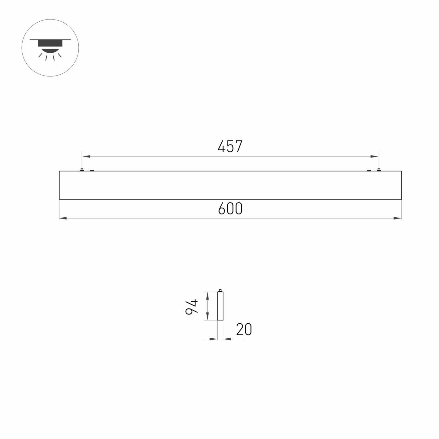 Светильник ALT-LINEAIR-FLAT-UPDOWN-DIM-S2094-600-25W Day4000