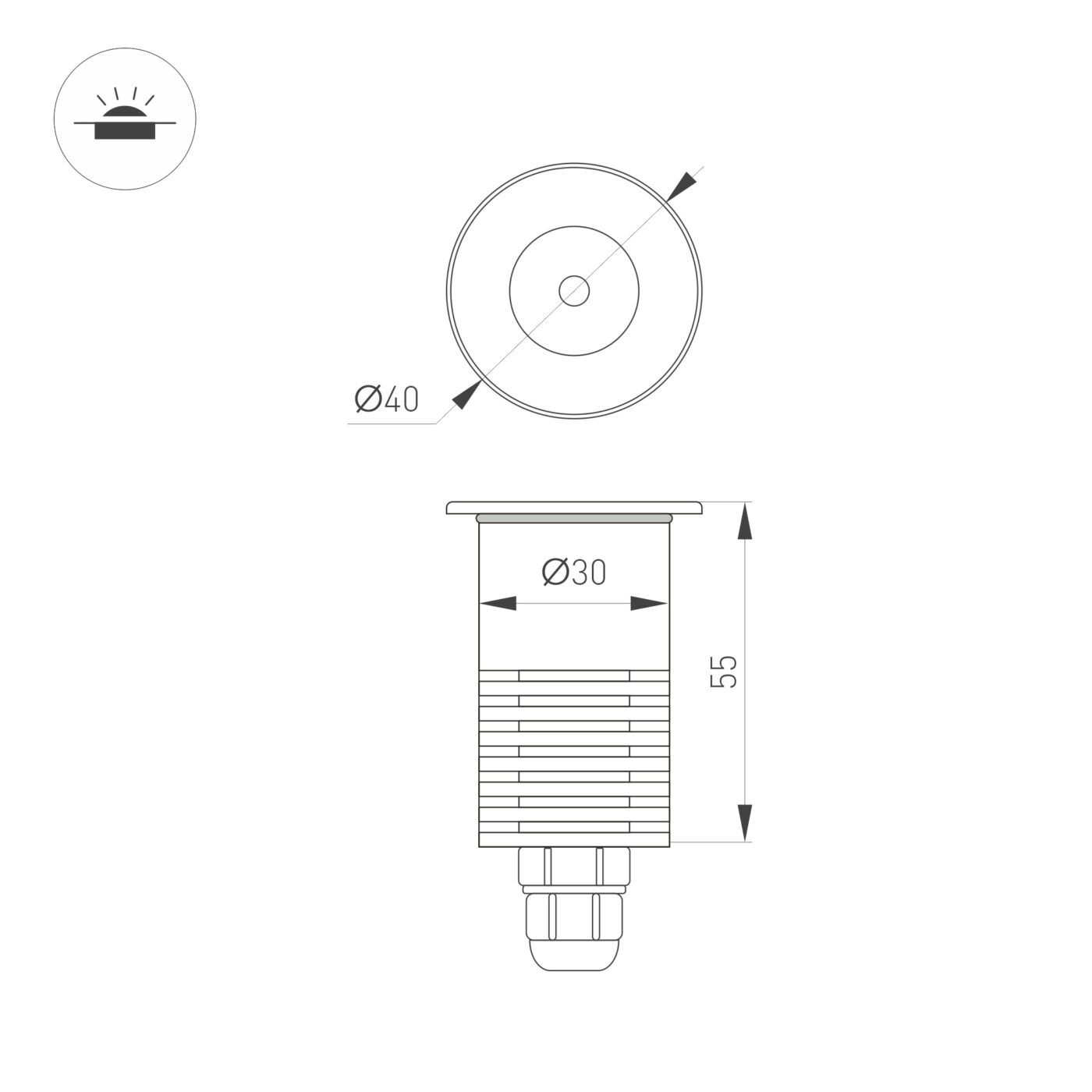 Светильник ART-GROUND-R40-3W Warm3000